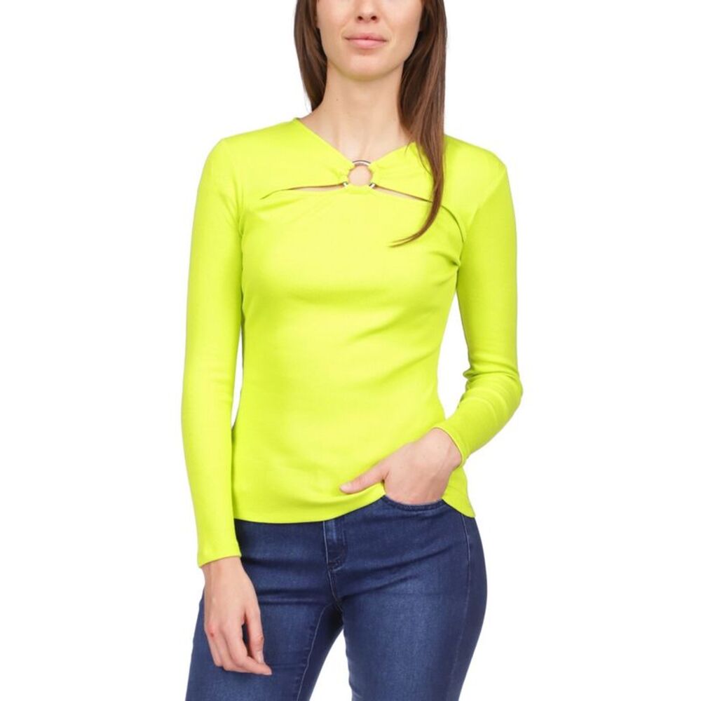 Michael Kors Ring Cutout Top In Bright Limeade - S